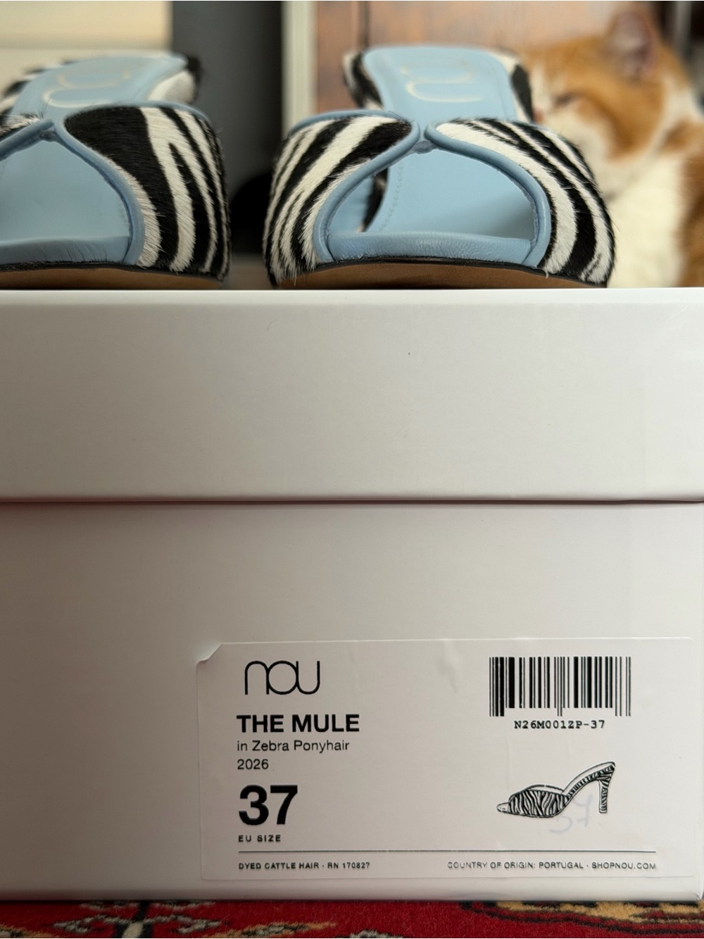 NOU Zebra Print Open-Toe Mule in Black & White - Picture 2 of 4